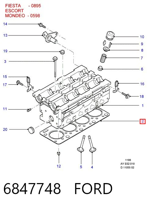 Junta de culata para Ford Escort GAL, AAL, ABL