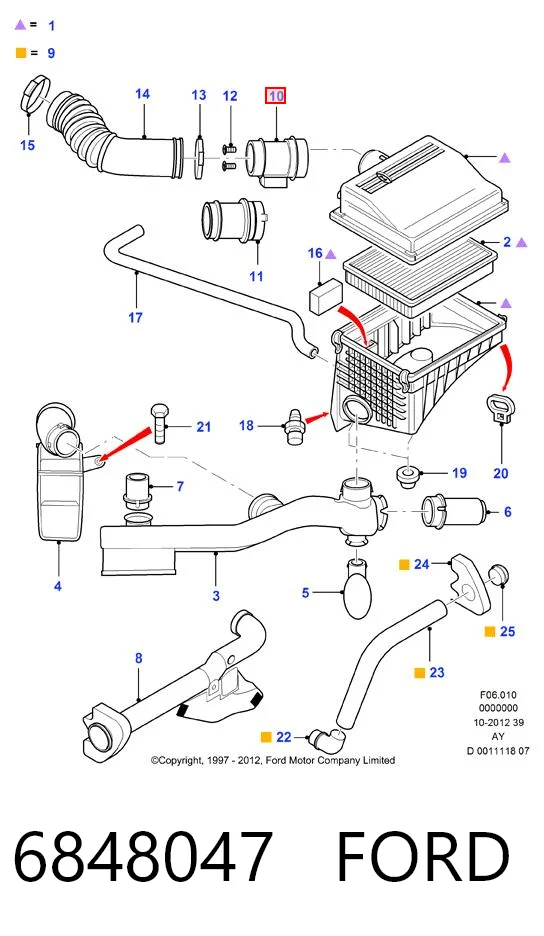 6848047 Ford Sensor de flujo de aire