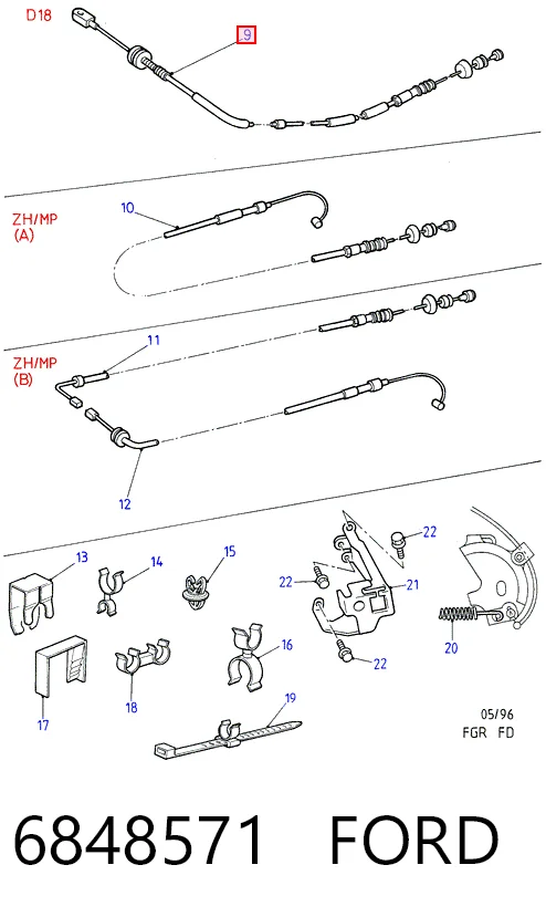  Cable del acelerador Ford Mondeo 1