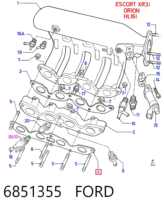 Juego de juntas, colector de admisión Ford Fiesta II (1983-1989)