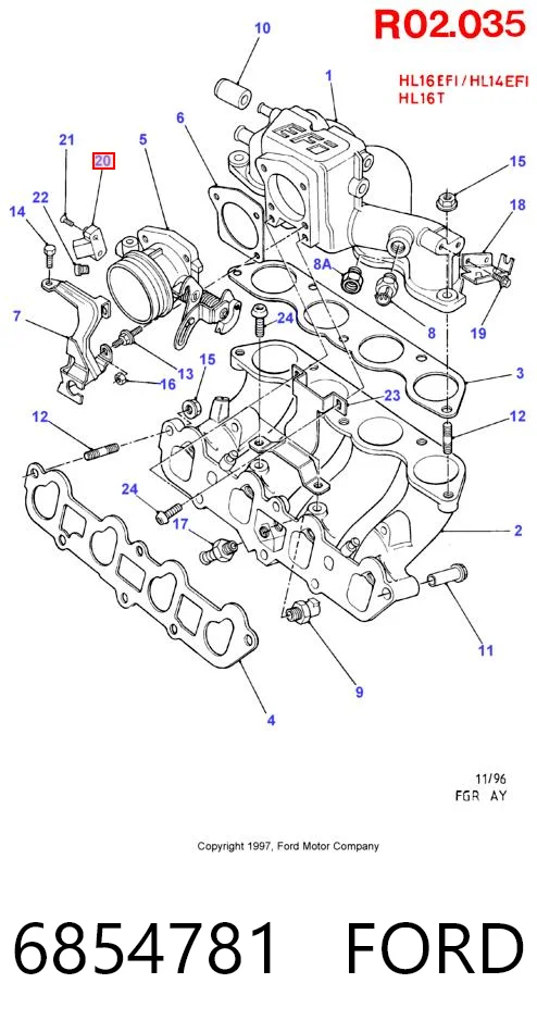 6854781 Ford Sensor de posición del acelerador