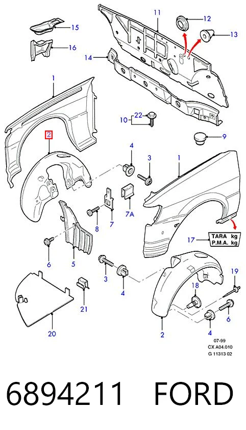 Paso rueda delantero derecho para Ford Fiesta Mk3 GFJ