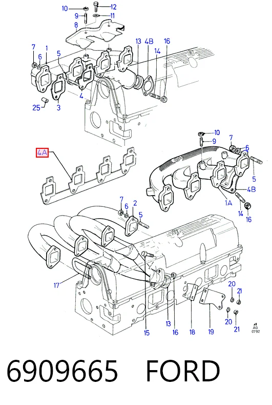 Junta colector escape para Ford Taunus GBTS, GBFS, CBTS