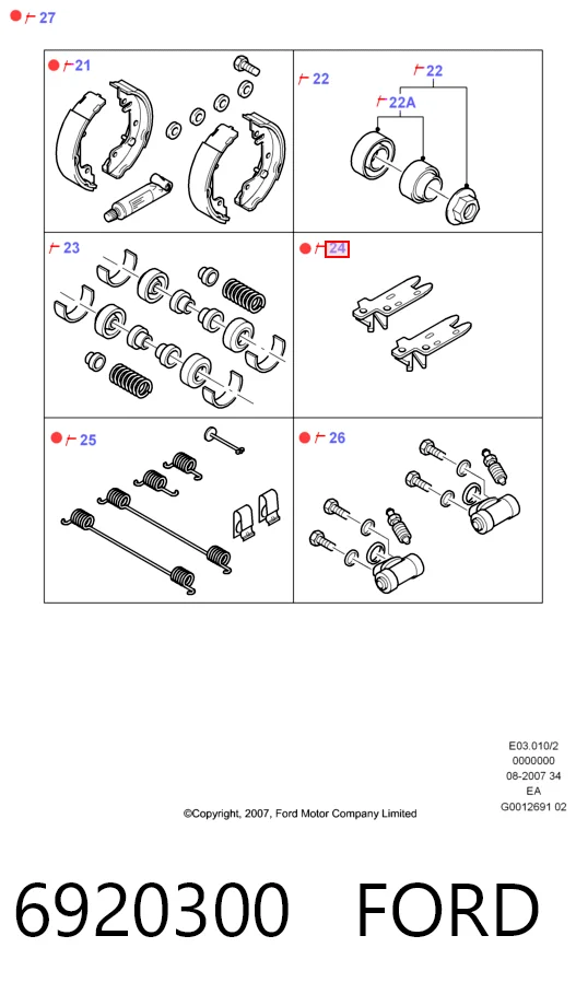Kit de reparación del mecanismo de ajuste automático de zapatas de freno para Ford Ka  RBT