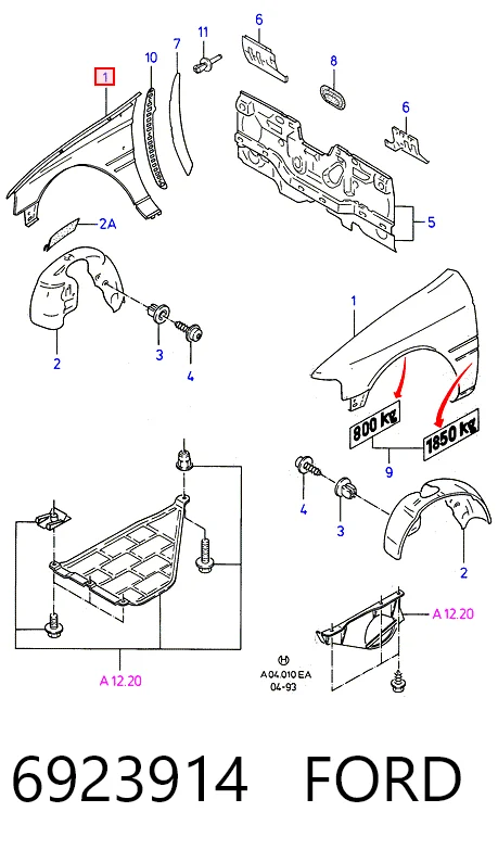  Aleta delantera izquierda Ford Escort 5