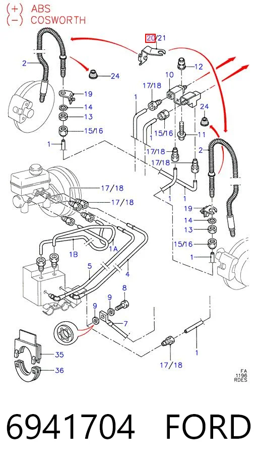 Tubo flexible de frenos delantero Escort V hatchback (1990-1992) original desde 18,98 €