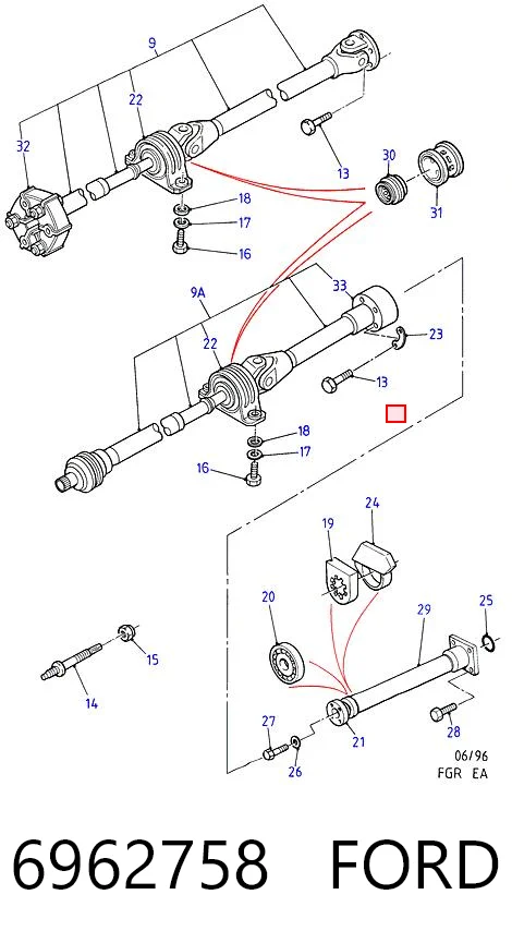 Semieje trasero derecho 6962758 FORD