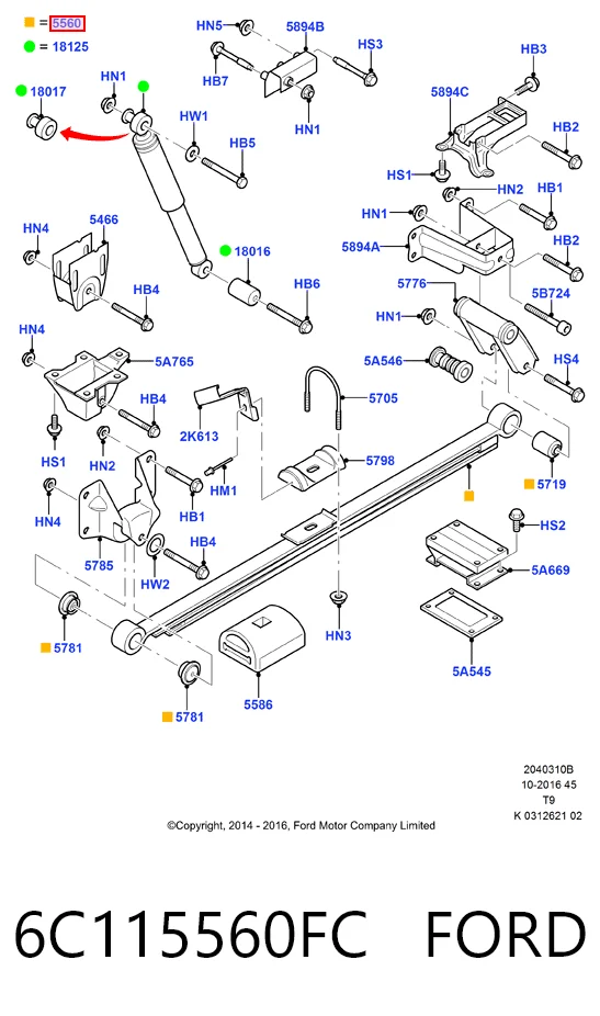 Ballesta trasera 6C115560FC FORD