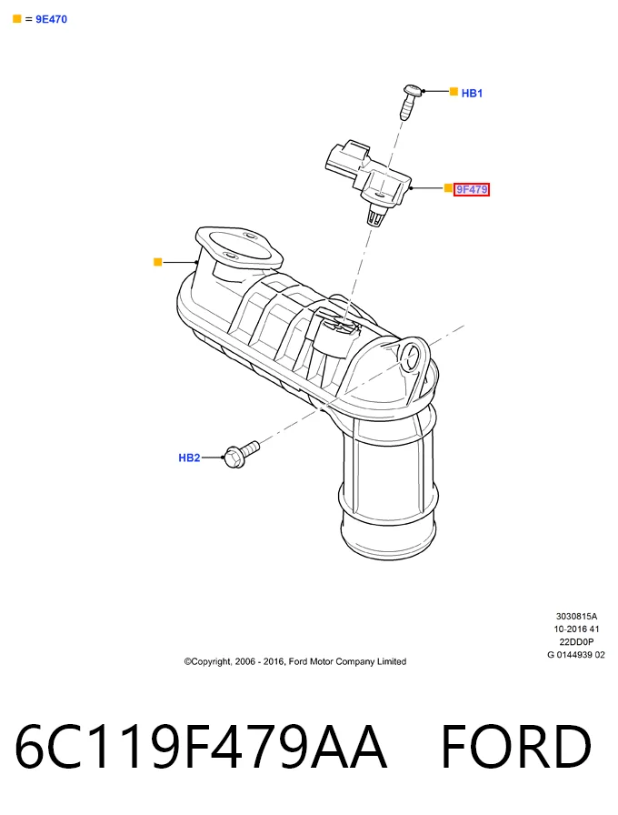 6C119F479AA Ford Sensor, presión colector de admisión 