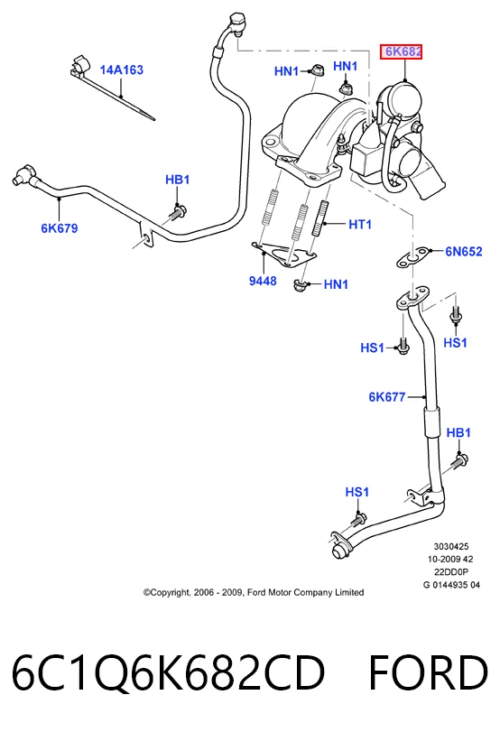 6C1Q6K682CD Ford Turbo para motor
