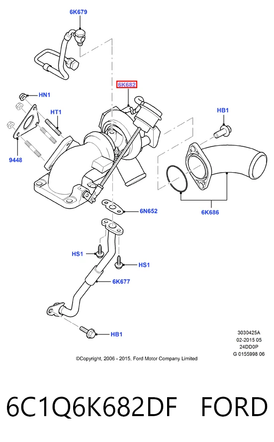 6C1Q6K682DF Ford Turbo para motor