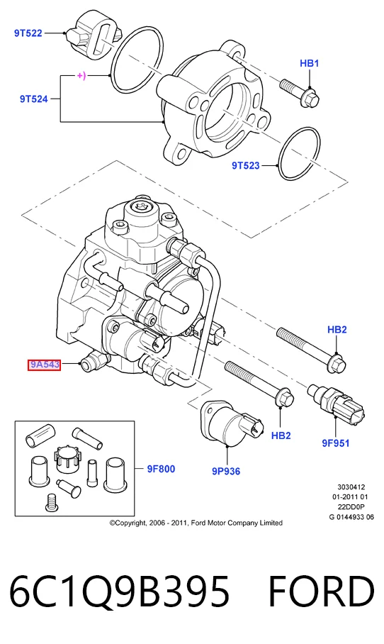 6C1Q9B395 Ford Bomba de inyección