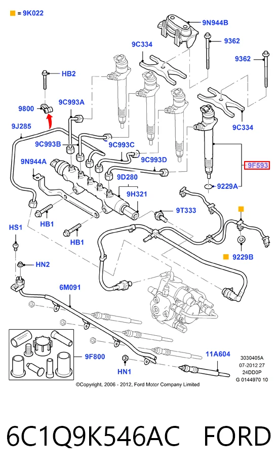 6C1Q9K546AC Ford Inyector de combustible