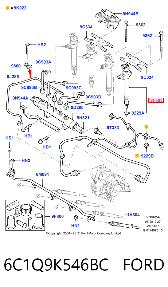 6C1Q9K546BC Ford Inyector de combustible