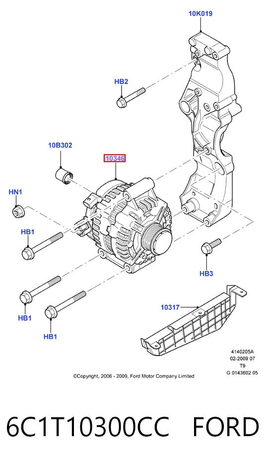 6C1T10300CC Ford Alternador de coche