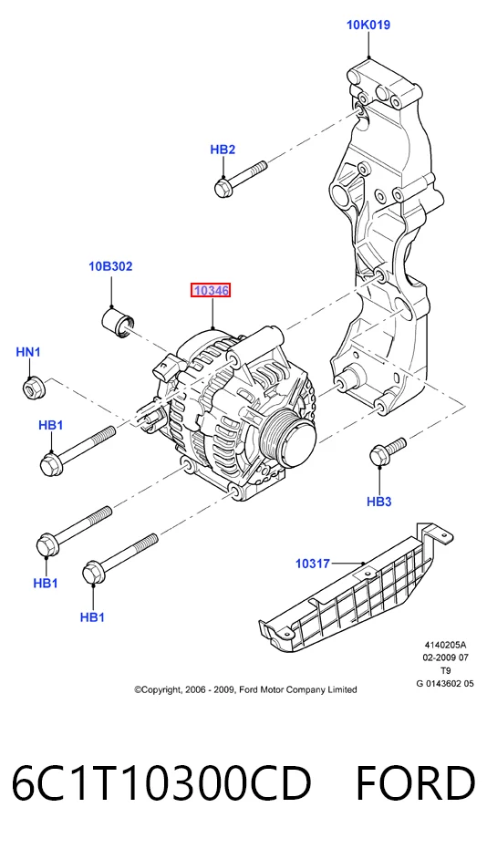 6C1T10300CD Ford Alternador de coche