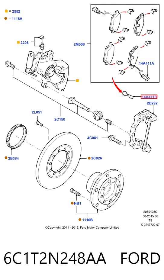  Sensor de desgaste de las pastillas de freno delanteras Ford Transit 6