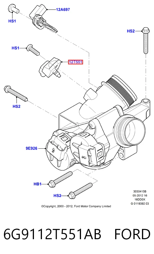 Sensor de presión del colector de admisión 6G9112T551AB FORD