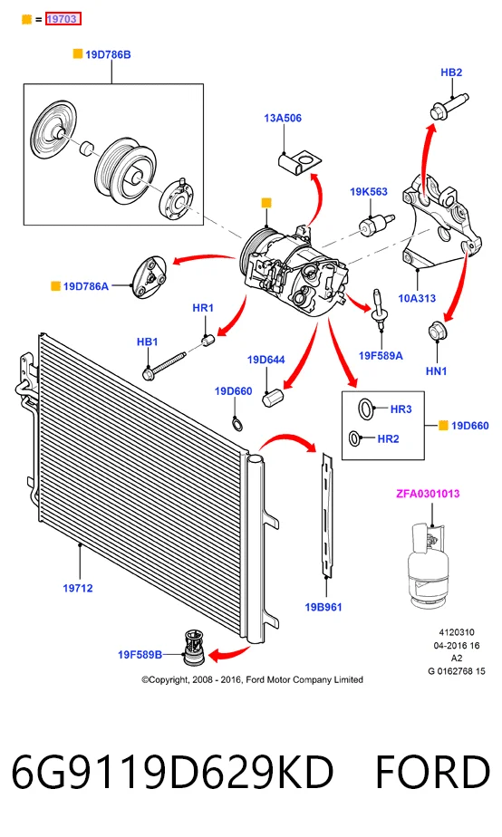 6G9119D629KD Ford Compresor climatizador