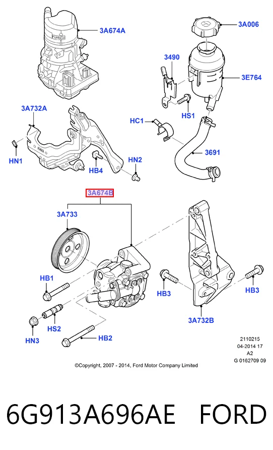 6G913A696AE Ford Bomba hidráulica de dirección
