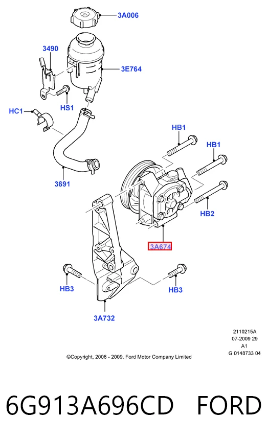 6G913A696CD Ford Bomba hidráulica de dirección