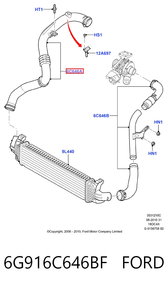 Tubo intercooler 1521483 Volvo