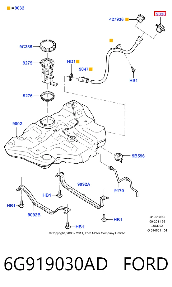 6G919030AD Ford Tapa tanque combustible