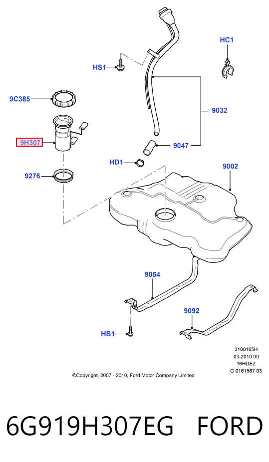 6G919H307EG Ford Módulo de alimentación de combustible