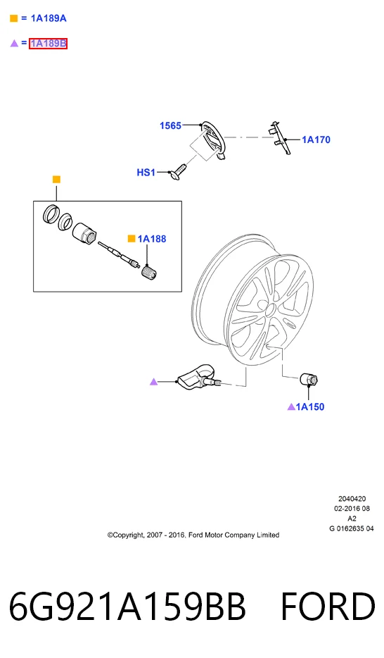 6G921A159BB Ford Sensor de presión de neumáticos (TPMS)