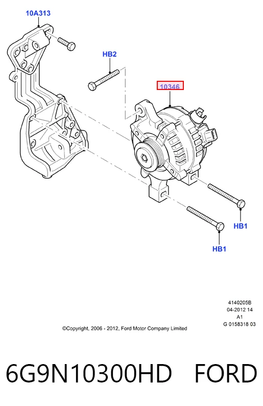 6G9N10300HD Ford Alternador de coche