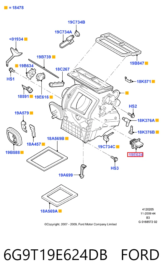 6G9T19E624DB Ford Resistencia de calefacción