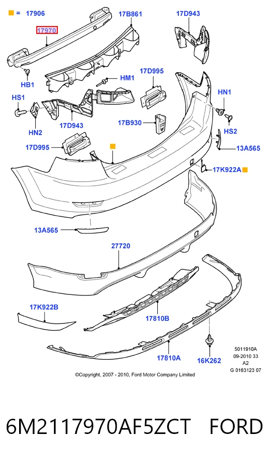  Refuerzo parachoques trasero Ford S-Max 