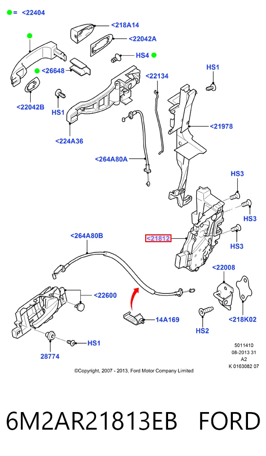 Cerradura de puerta para Ford Mondeo IV CA2