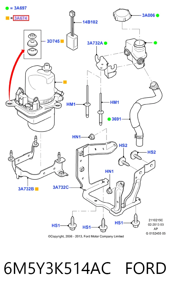 Bomba de dirección asistida 6M5Y3K514AC FORD