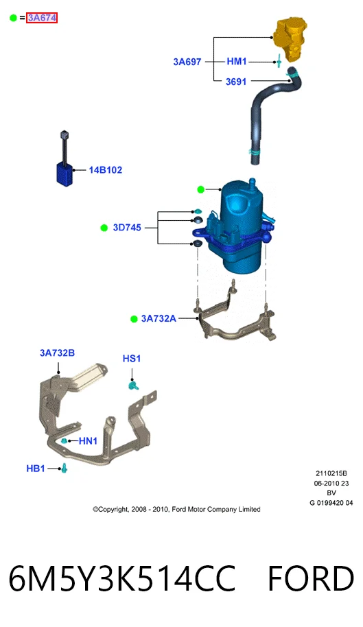 Bomba de dirección asistida 6M5Y3K514CC FORD