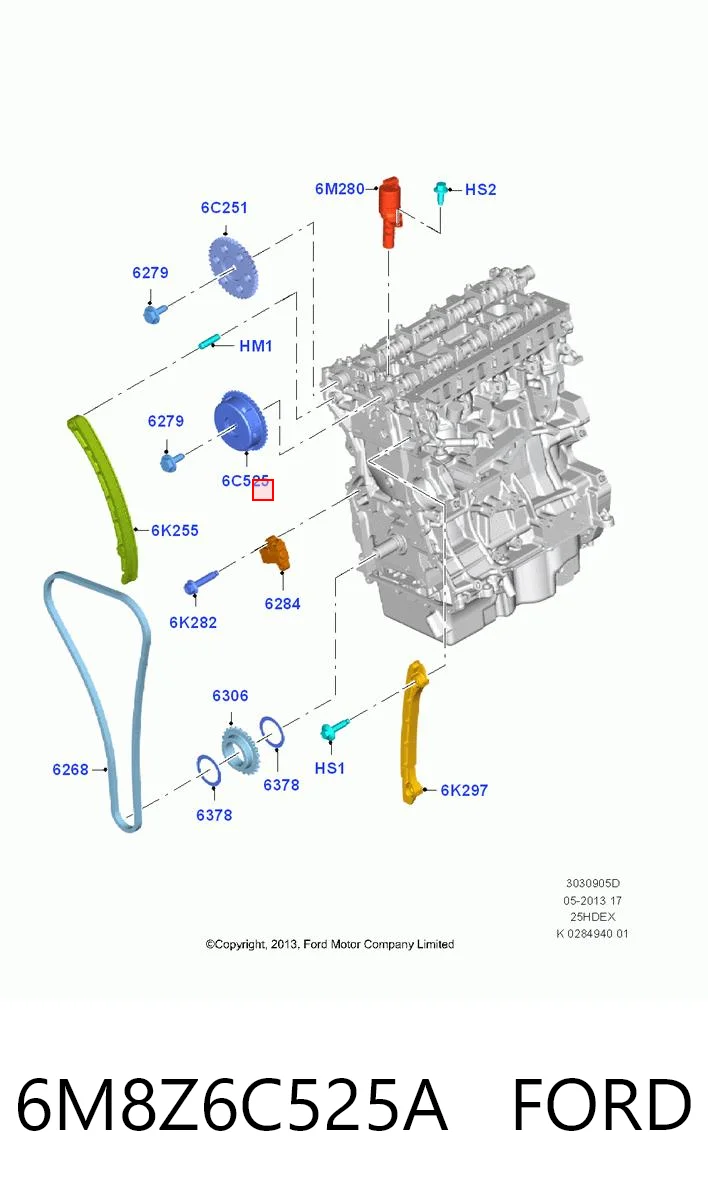 6M8Z6C525A Ford Engranaje árbol de levas lado de admisión