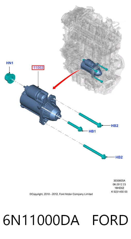 Motor de arranque 6N11000DA FORD
