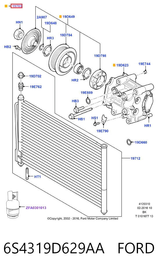6S4319D629AA Ford Compresor climatizador