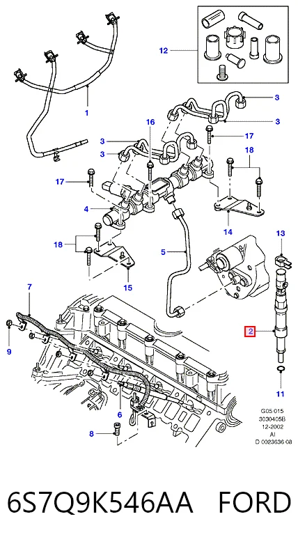 6S7Q9K546AA Ford Inyector de combustible