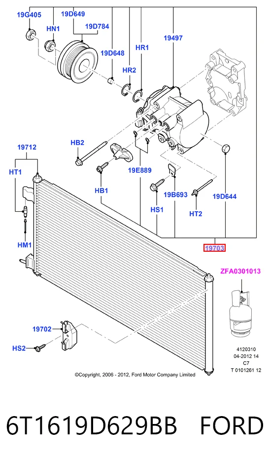 6T1619D629BB Ford Compresor climatizador