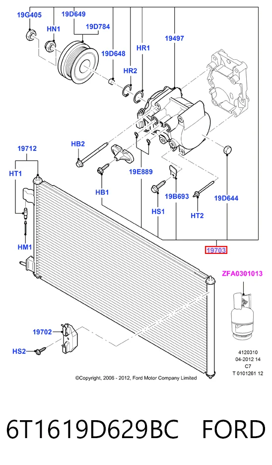 6T1619D629BC Ford Compresor climatizador