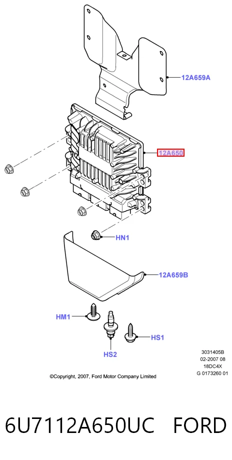 Módulo de control del motor (ECU) 6U7112A650UC FORD