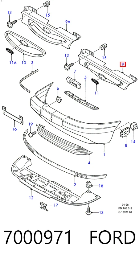 Rejilla delantera Ford Mondeo I hatchback (GBP) (1993 - 1996) precio, desde 39,20 EUR