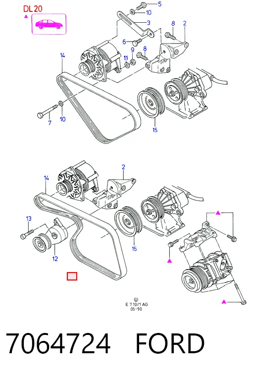  Tensor de correa de alternador Ford Transit 4