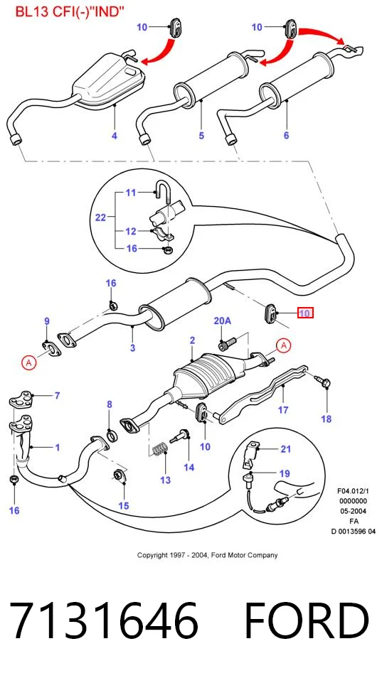 7131646 Ford Soporte de escape