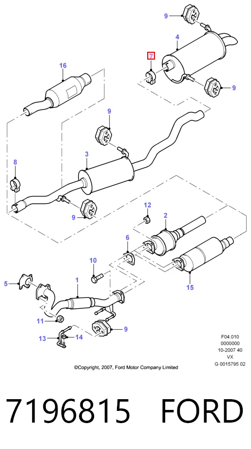 Abrazadera delantera del silenciador Ford 7196815 precio, desde 2,34 EUR