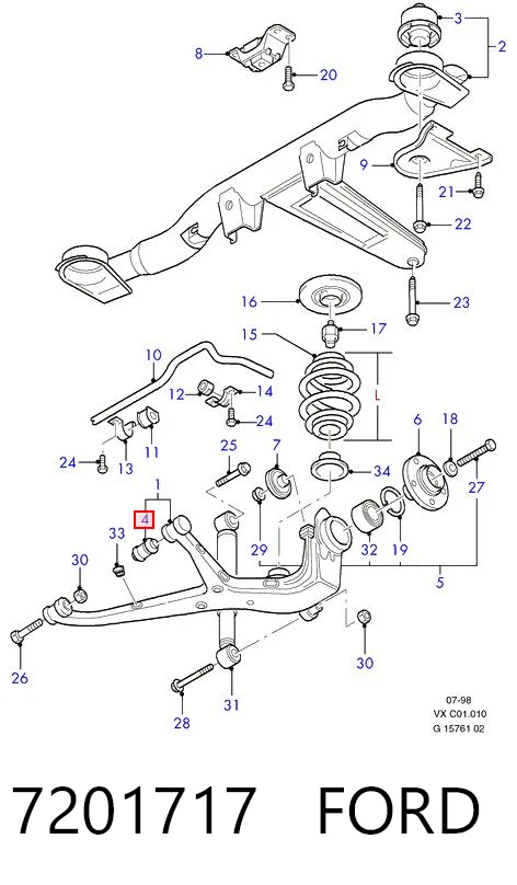 7201717 Ford Silentblock de brazo de suspensión delantero inferior