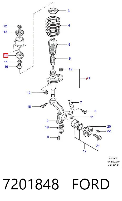 7201848 Ford Soporte del amortiguador delantero