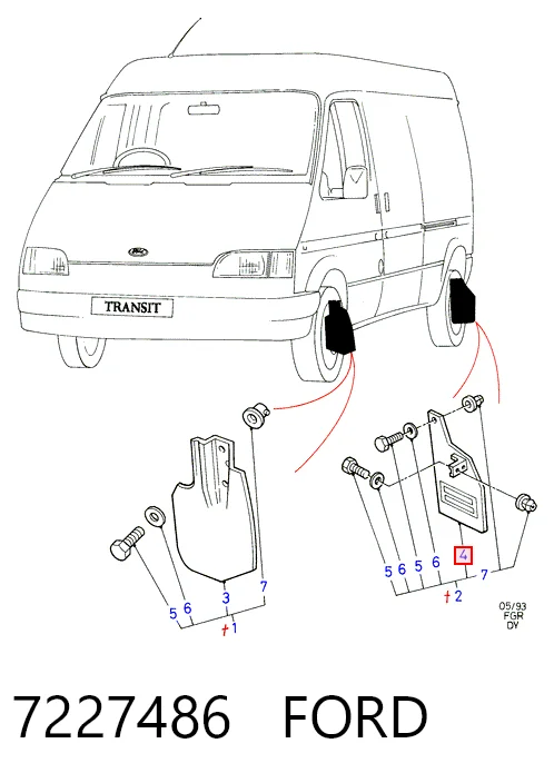 Juego de faldillas guardabarro traseros Ford Transit (1994-2000)