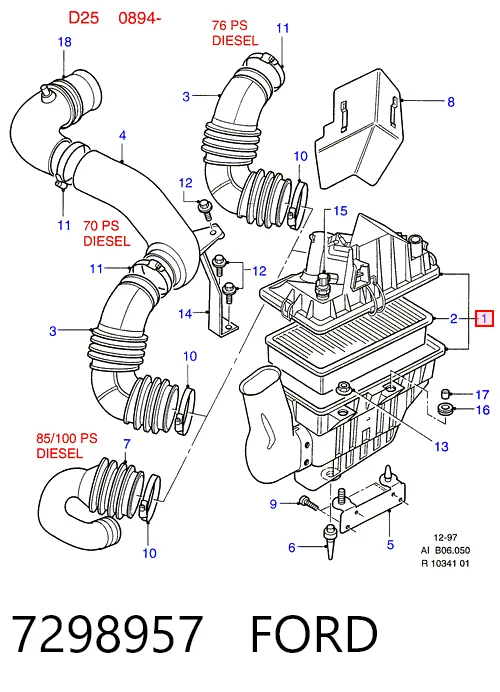 Caja del filtro de aire Ford Transit IV furgoneta (E) (1994 - 2000) precio, desde 53,04 EUR